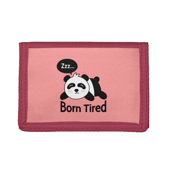 Cute Sleeping Panda Funny Born Tired Tri-fold Wallet (Front)