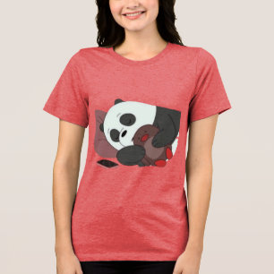 Cute Sleeping Panda Illustration Red T-Shirt Adora Tri-Blend Shirt