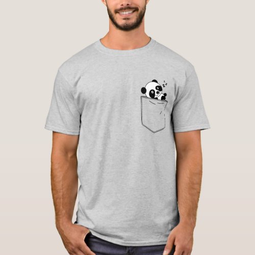 Cute Sleeping Panda In Pocket T_Shirt