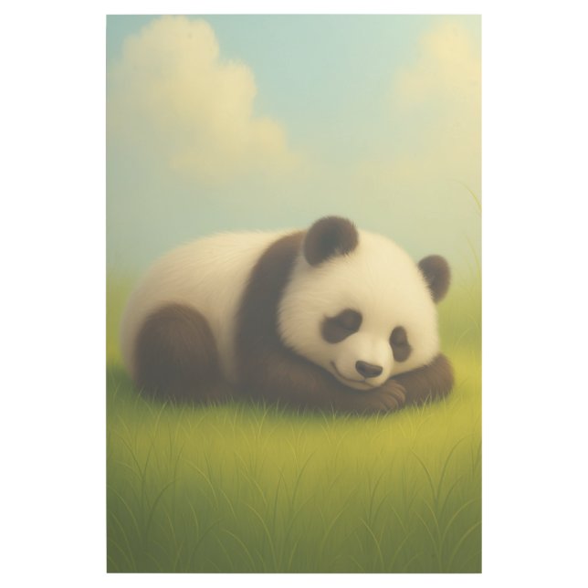 Cute Sleeping Panda in the Grass Gallery Wrap (Front)