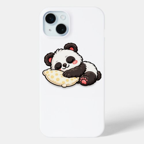 Cute Sleeping Panda with Pillow iPhone 15 Plus Case