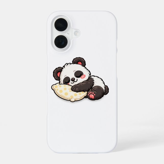 Cute Sleeping Panda with Pillow iPhone Case (Back)