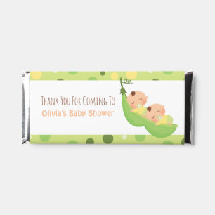 Cute Sleeping Peas in a Pod Twin Baby Shower Hershey Bar Favors