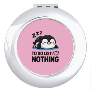 cute sleeping penguin, to do list nothing compact mirror