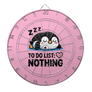 cute sleeping penguin, to do list nothing dart board