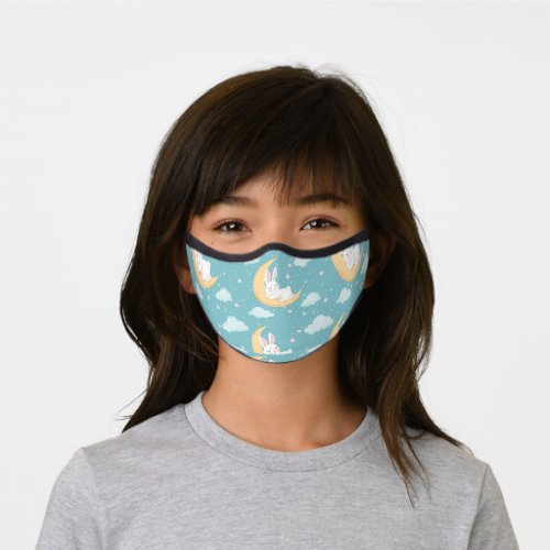 Cute Sleeping Rabbit On The Moon Premium Face Mask