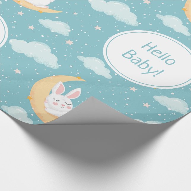 Cute Sleeping Rabbit On The Moon Wrapping Paper (Corner)