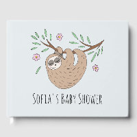 Cute Sleeping Sloth Animal and Name Baby Shower