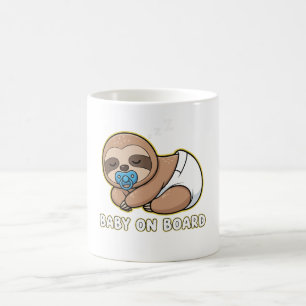 Cute Sleeping Sloth Baby on Board Car Sign New Coffee Mug