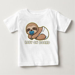  Cute Sleeping Sloth Baby on Board Car Sign   New  T-Shirt