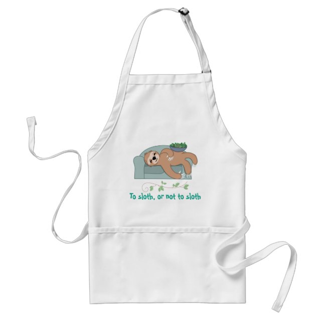 Cute Sleeping Sloth Being Lazy Tropical Jungle Adult Apron (Front)