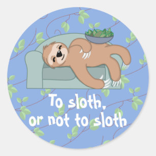 Cute Sleeping Sloth Being Lazy Tropical Jungle Classic Round Sticker