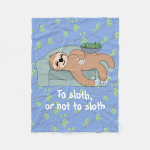 Cute Sleeping Sloth Being Lazy Tropical Jungle Fleece Blanket