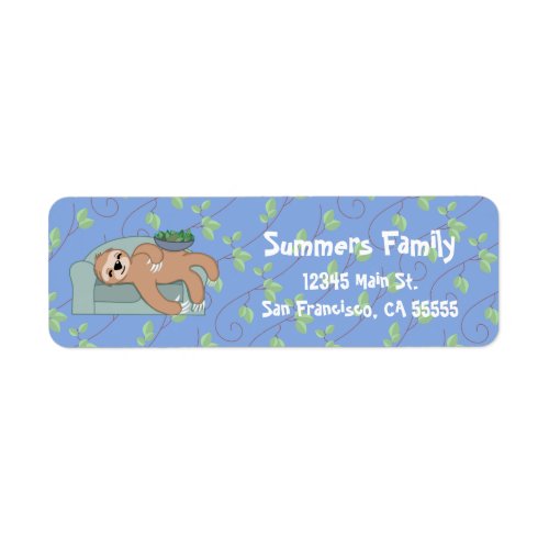 Cute Sleeping Sloth Being Lazy Tropical Jungle Label