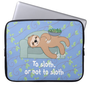Cute Sleeping Sloth Being Lazy Tropical Jungle Laptop Sleeve