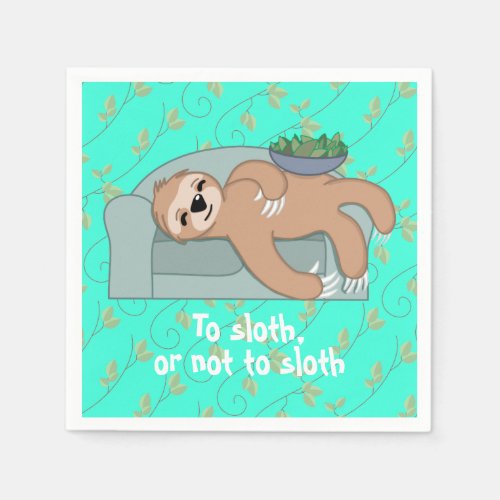 Cute Sleeping Sloth Being Lazy Tropical Jungle Napkins