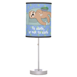 Cute Sleeping Sloth Being Lazy Tropical Jungle Table Lamp