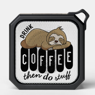 Cute Sleeping Sloth Coffee Quote Bluetooth Speaker