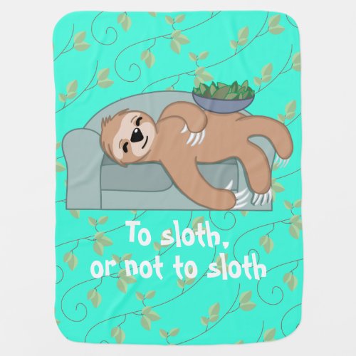 Cute Sleeping Sloth Jungle Animal Pattern Baby Blanket