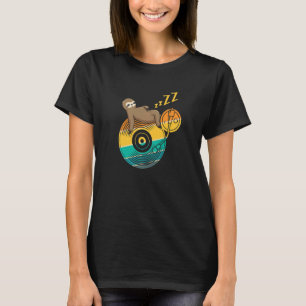 Cute Sleeping Sloth Music Vinyl LP Musician Music T-Shirt