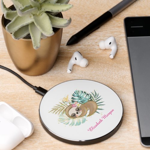 Cute Sleeping Sloth Oh Baby Summer  Wireless Charger