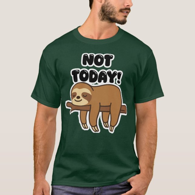 Cute Sleeping Sloth on Branch – Lazy Day Cartoon D T-Shirt (Front)