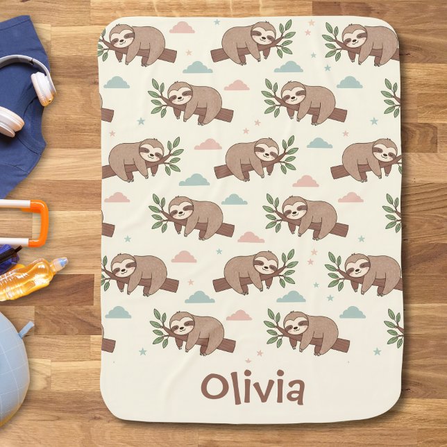 Cute Sleeping Sloth Pattern Baby Blanket (Creator Uploaded)
