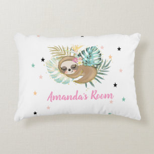 Cute Sleeping Sloth,Stars,Princess   Accent Pillow