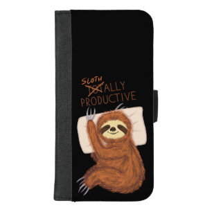 Cute Sleeping Sloth with Pillow and Funny Text iPhone 8/7 Plus Wallet Case
