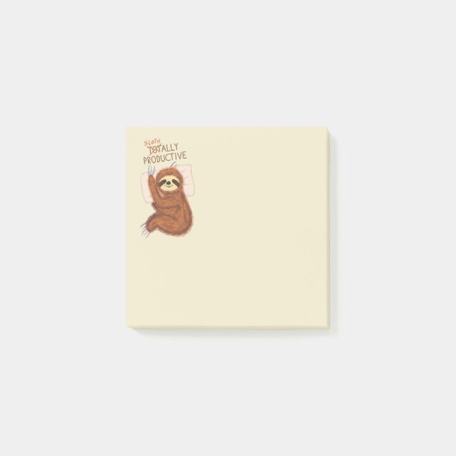 Cute Sleeping Sloth with Pillow and Funny Text Post-it Notes (Front)