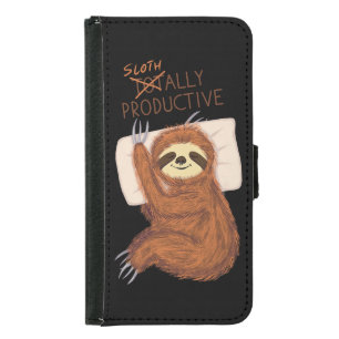 Cute Sleeping Sloth with Pillow and Funny Text Samsung Galaxy S5 Wallet Case