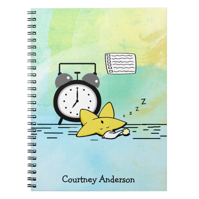 Cute Sleeping Star Personalized Notebook (Front)