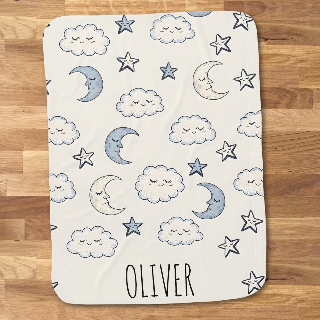 Cute Sleeping Stars, Moons and Clouds Baby Blanket (Creator Uploaded)