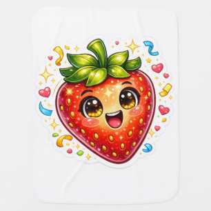 Cute Sleeping Strawberry T-Shirt Kawaii Fruit Baby Blanket