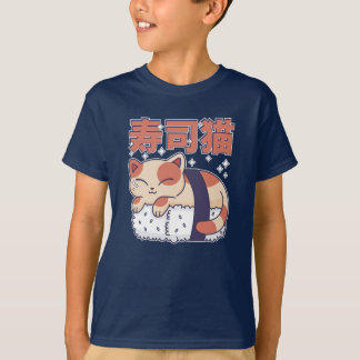 Cute Sleeping Sushi Cat Kitten Asian Food Lover T-Shirt