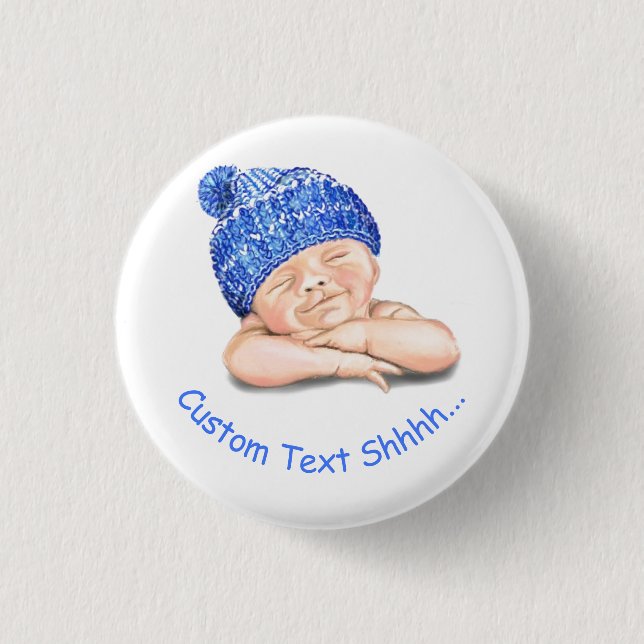 Cute Sleeping Sweet Smiling Happy Baby - Customize Button (Front)