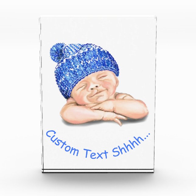 Cute Sleeping Sweet Smiling Happy Baby - Customize Photo Block (Front)