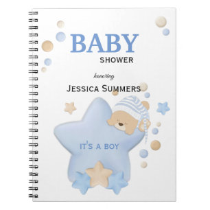 Cute Sleeping Teddy Bear Baby Shower Notebook