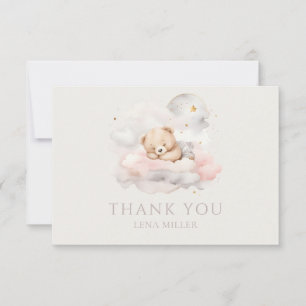 Cute Sleeping Teddy Bear Baby Shower Thank You Card