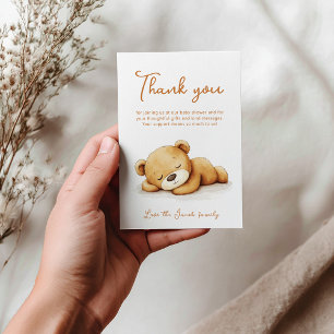 Cute sleeping Teddy Bear Baby Shower Thank You Card