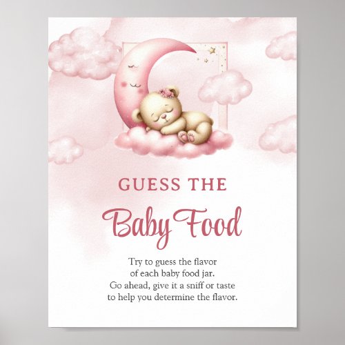 Cute sleeping teddy bear Guess The Baby Food game Poster