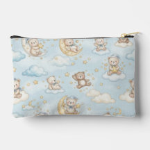Cute Sleeping Teddy Bear Moon & Stars Baby Nursery