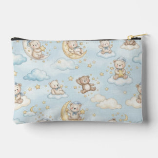 Cute Sleeping Teddy Bear Moon & Stars Baby Nursery Accessory Pouch