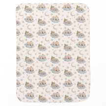 Cute Sleeping Teddy Bear Pattern with Stars & Moon