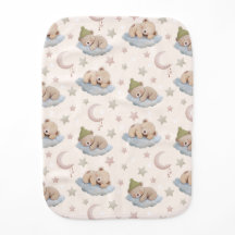 Cute Sleeping Teddy Bear Pattern with Stars & Moon