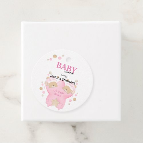 Cute Sleeping Teddy Bear Twin Baby Girls Shower Fa Favor Tags