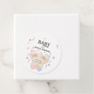 Cute Sleeping Teddy Bear Twins Baby Shower Favor T Favor Tags