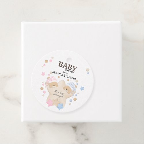 Cute Sleeping Teddy Bear Twins Baby Shower Favor T Favor Tags