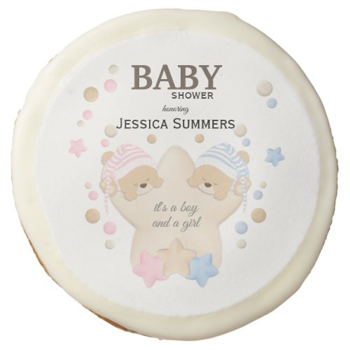 Cute Sleeping Teddy Bear Twins Baby Shower Sugar C Sugar Cookie