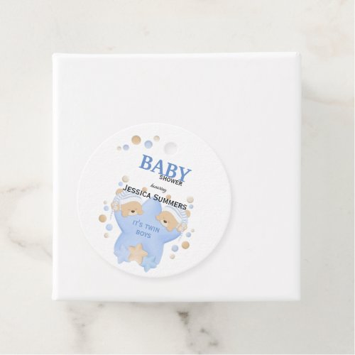 Cute Sleeping Teddy Bears Twin Baby Boys Shower Fa Favor Tags